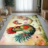 Love Couple Chickens Floral Crystal Velvet Rug Romantic Farmhouse Decor Living Room Floor Mat Cute Animal Print Home Accent