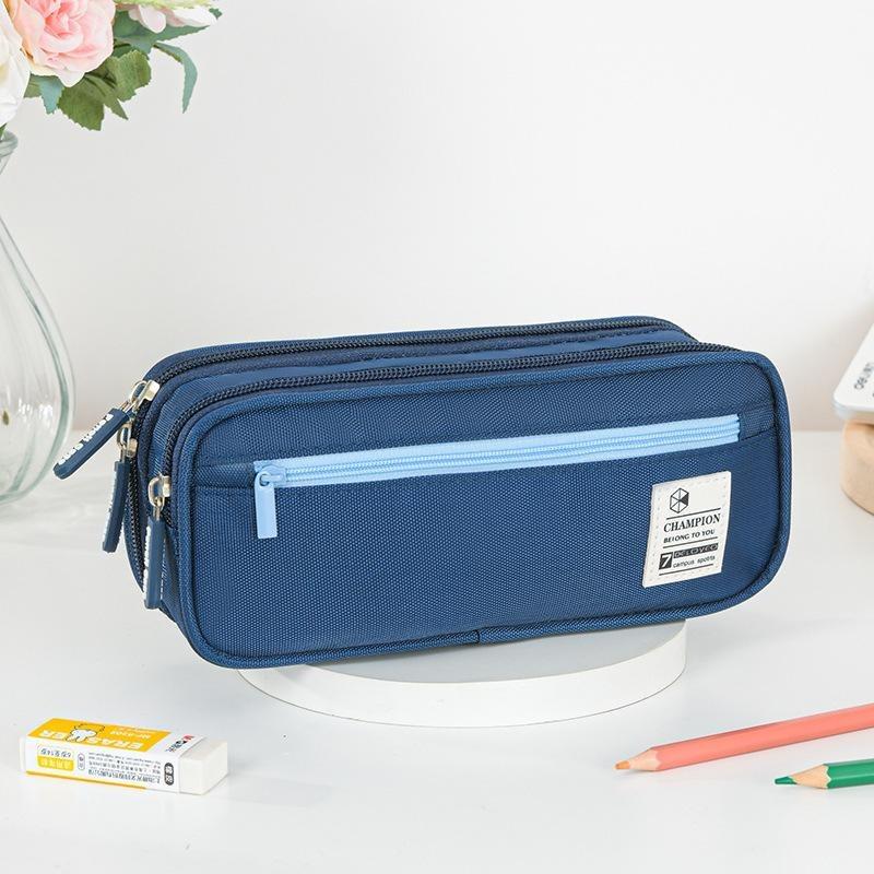 Double-Layered Pencil Case Large Capacity Pen Pouch Multiple Zipper Layers Pencil Box Student School Supplies
