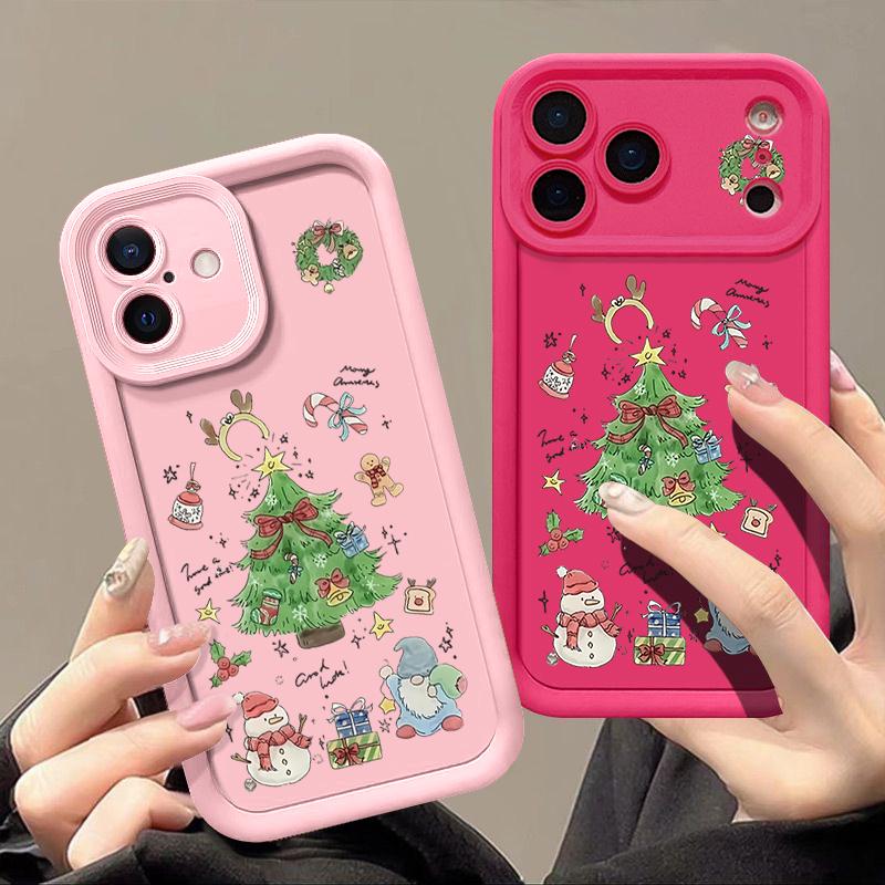 Christmas Tree TPU Phone Case For iPhone Air 16e 17 16 15 14 Pro Max 13 12 Pro 15 16 Plus Candy Color Silicone Soft Cover Fundas
