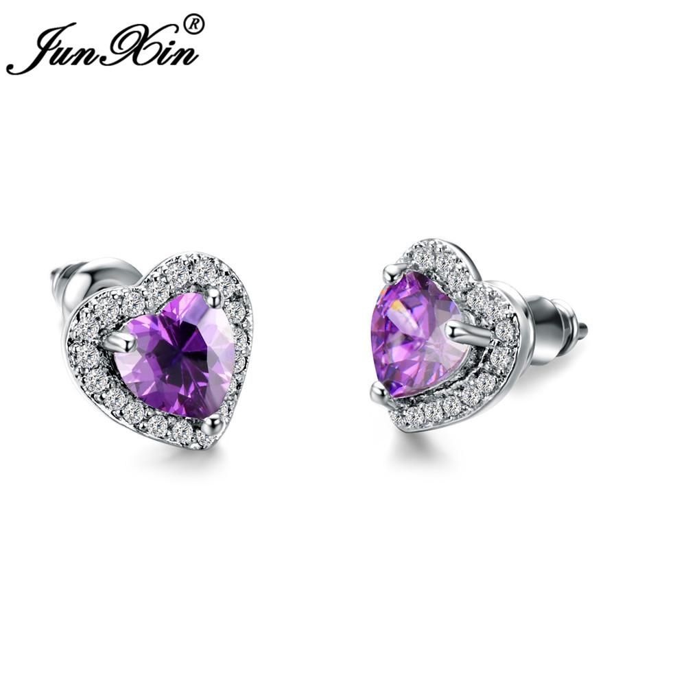 Luxury Female Black/Green/Red/Blue/White Stud Earring Fashion Small Opal Heart Earrings For Women Vintage Wedding