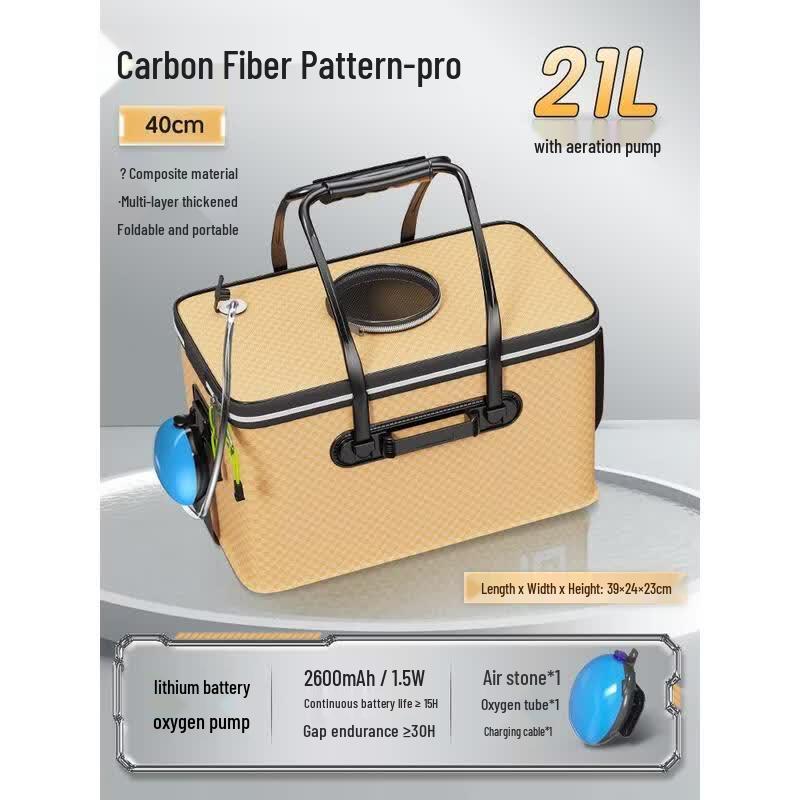 HANDUNYOU Portable Folding Fishing Box with Aerator