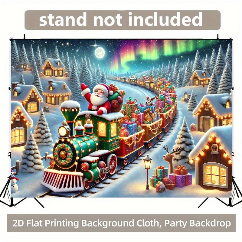 1Pcs Santa Claus Delivering Gifts Winter Snow Decoration Background Christmas Backdrop Decorations For Photo Studio Booth Party