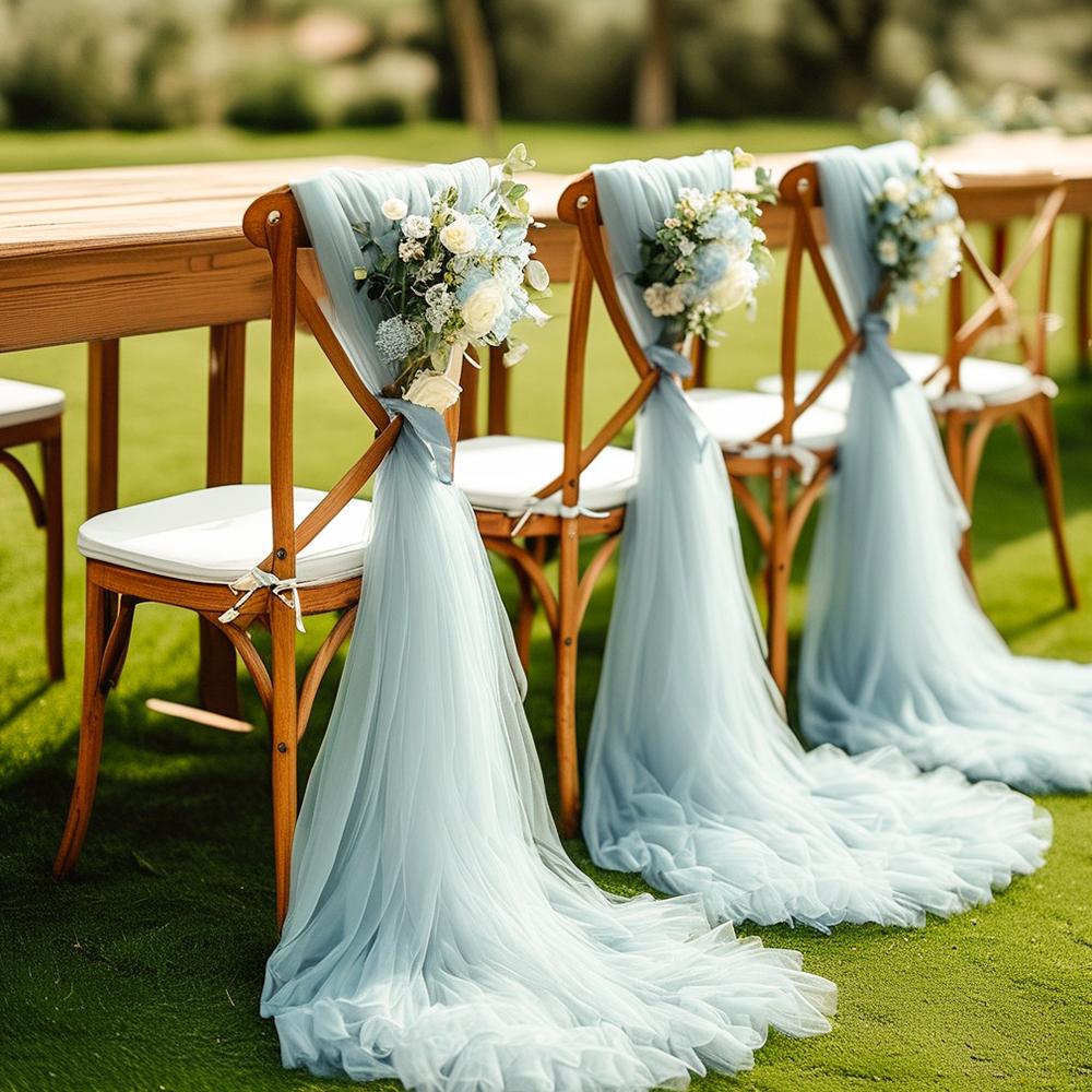 Set of 10/50 Chair Sashes Elegant Wedding Chair Decor Semi-Sheer Tulle for Wedding Parties Churches Christmas Aisle Accent