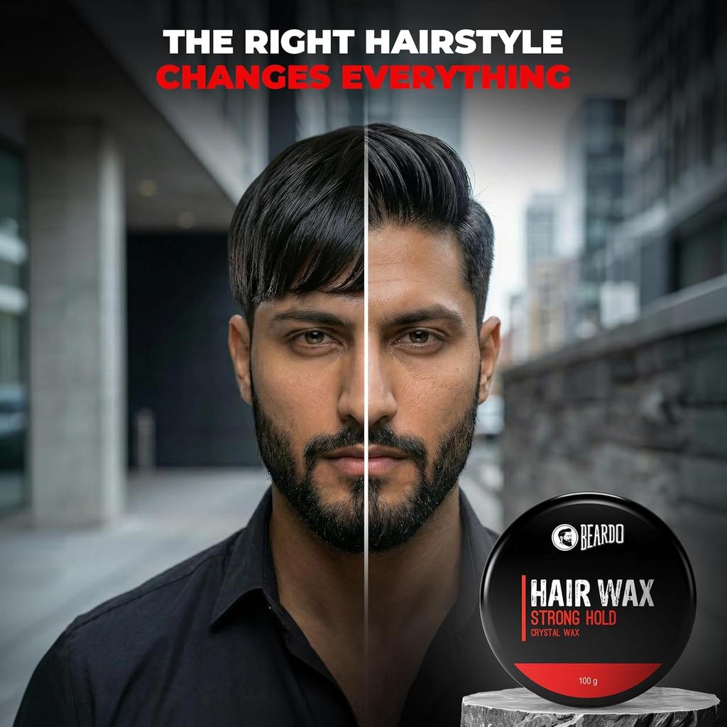 Beardo Stronghold Hair Wax 100 gm Pack of 1 Glossy Finish Shine Strong Hold Styling Gel