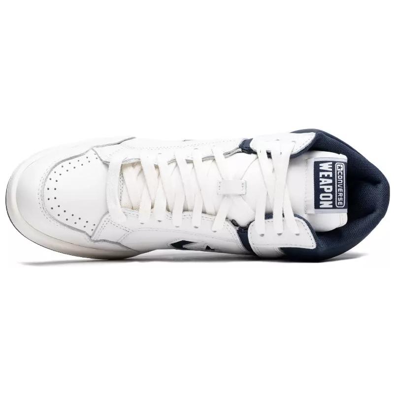 Converse Weapon Non-slip Wear-resistant Mid-top Sneakers Unisex White and Blue