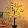 24 Led Green Leaf Artificial Birch Light, Tabletop Bonsai Tree Night Light For Home Room Christmas Tree Lamp Holiday Decoration