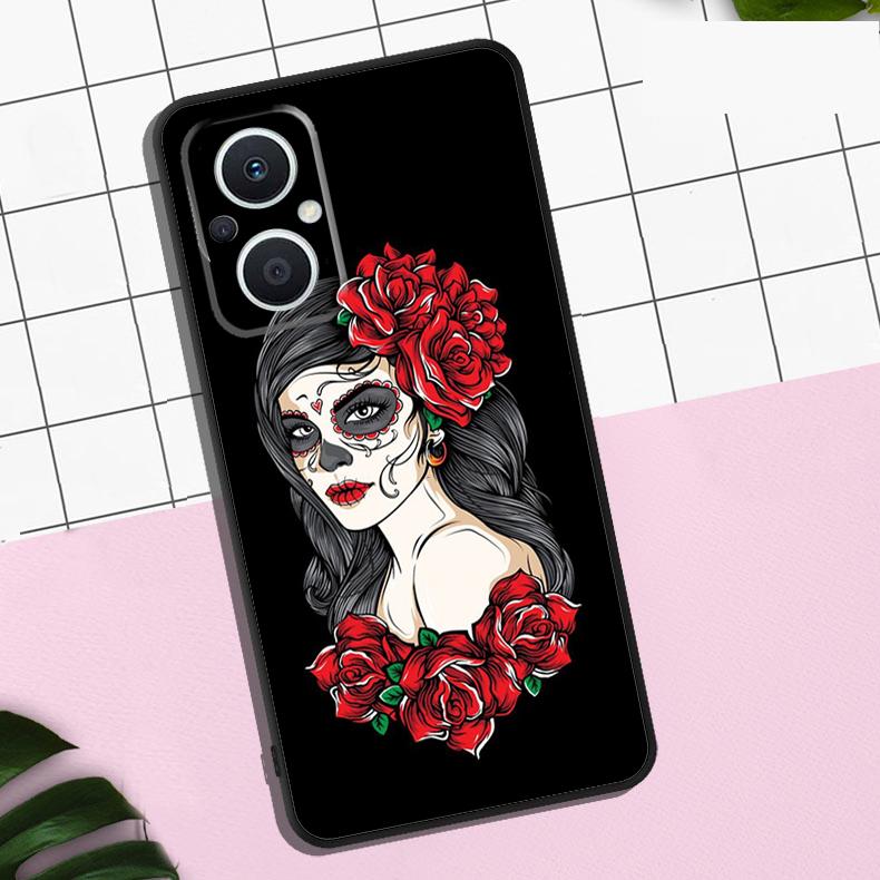 Mexican Skull Girl Tattooed Art Case For OPPO Reno 13 12 11 F 8T 7 8 10 Pro OPPO Find X8 Pro X6 Pro X3 X5 Lite Cover Coque
