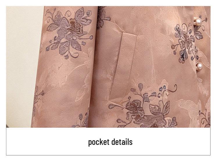 2026 Spring Women's Embroidered Jacket: New Chinese Style, Round Neck, Pearl Button, Short Stylish Top for Mother's Day