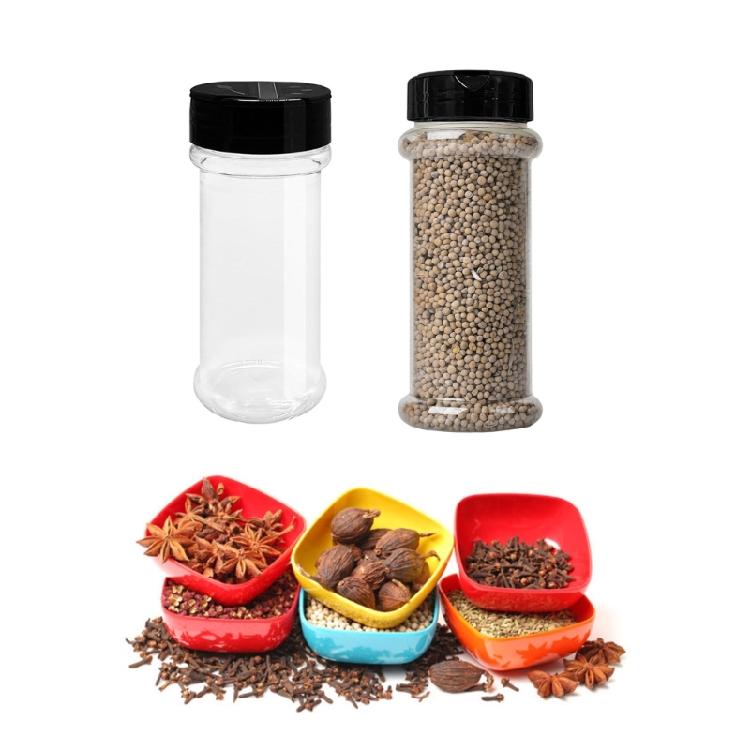 Pack of 8 Effective Spice Container Elegant Round Plastic Jars For Various Seasonings And More With Secure Lids