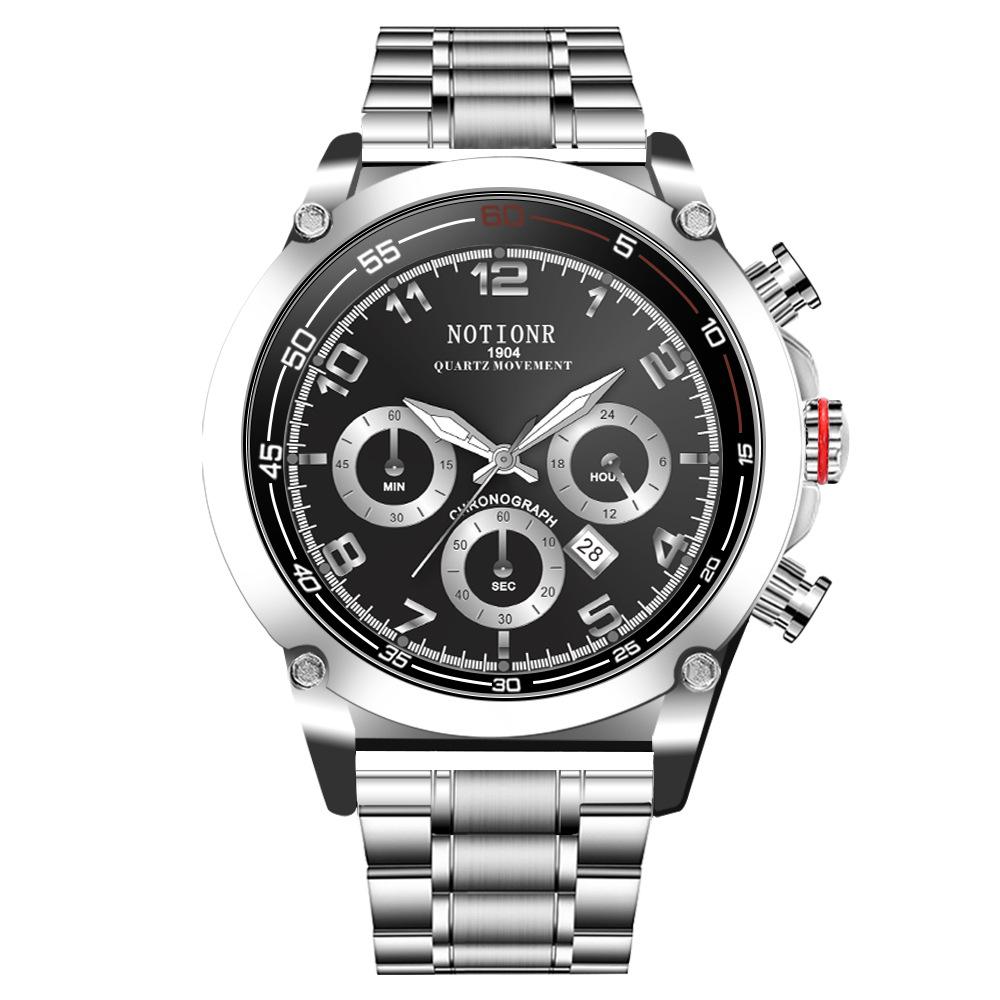 

Notionr Fashion Men S Waterproof Watch Stainless Steel Large Dial Business Watch Luminous Calendar Quartz Watch