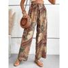 Pantaloni a Gamba Larga con Stampa Vintage alla Moda Donna Casual Vita Alta Primavera Estate Abbigliamento da Ufficio Streetwear