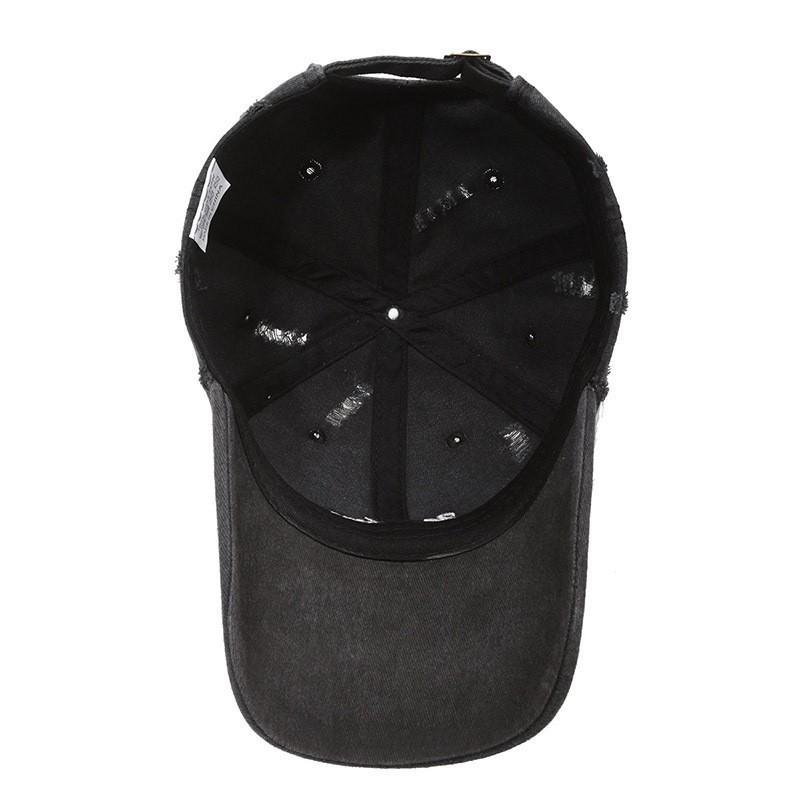 Hole washed denim soft top old retro face cap women's fashion personalized street sunscreen baseball cap