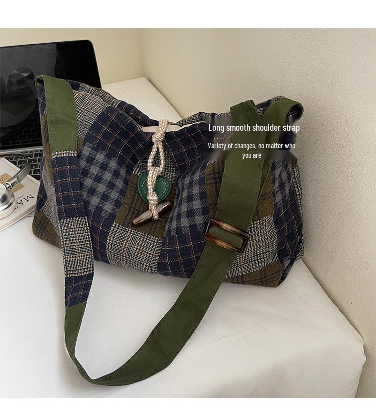 Autumn/Winter Retro Plaid Tote: Lightweight, Versatile, Large-Capacity Women's Crossbody Bag