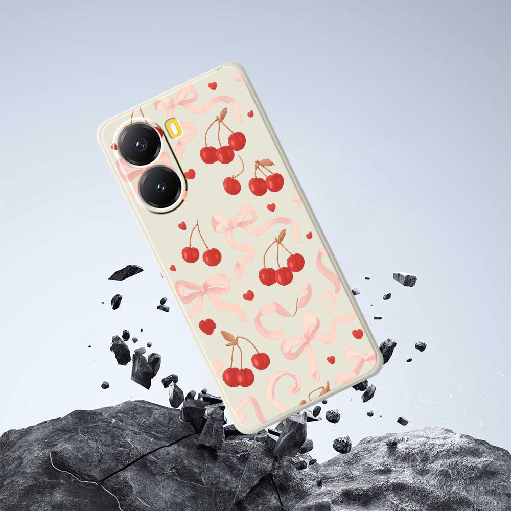 For Xiaomi Redmi Turbo 4 5G/Poco X7 Pro 5G Case Big Bow Cherry Pattern Printing Straight Edge TPU Phone Back Cover