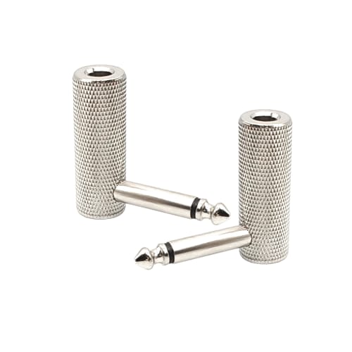 1/4" 6.35mm Right Angle Adapter Male To Female 90 Degree TS Connector for Guitar, Brass, 2pcs