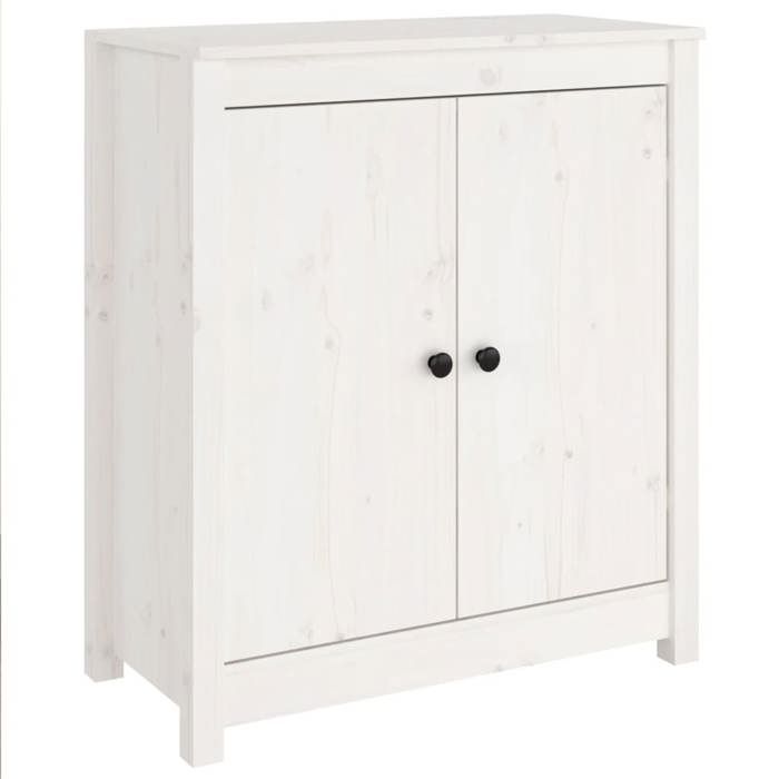 Buffet Blanc 70X35X80 Cm Bois Massif De Pin