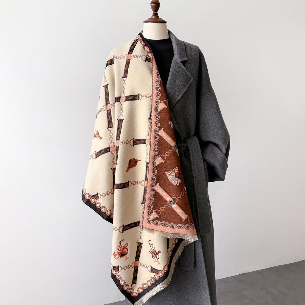 Koreanische Version Poncho Schal Herbst Winter Luxus Herren Damen Langschal Dick Warm Doppelseitig Wickeltuch Bufanda Große Decke