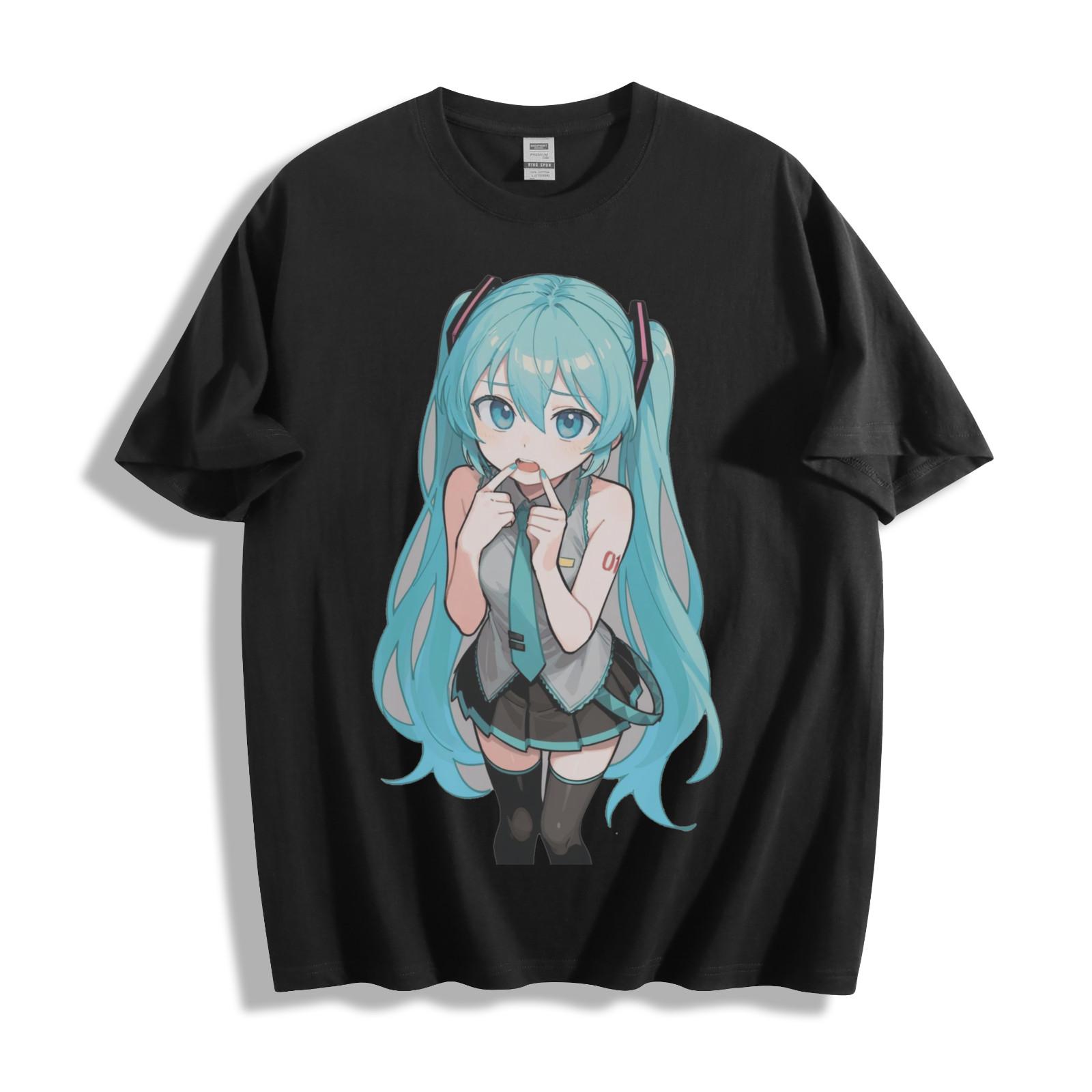 Hatsune Miku Playful Wink T-Shirt Mens Womens Tees Top - Charming Anime Flair Unisex Tee XL