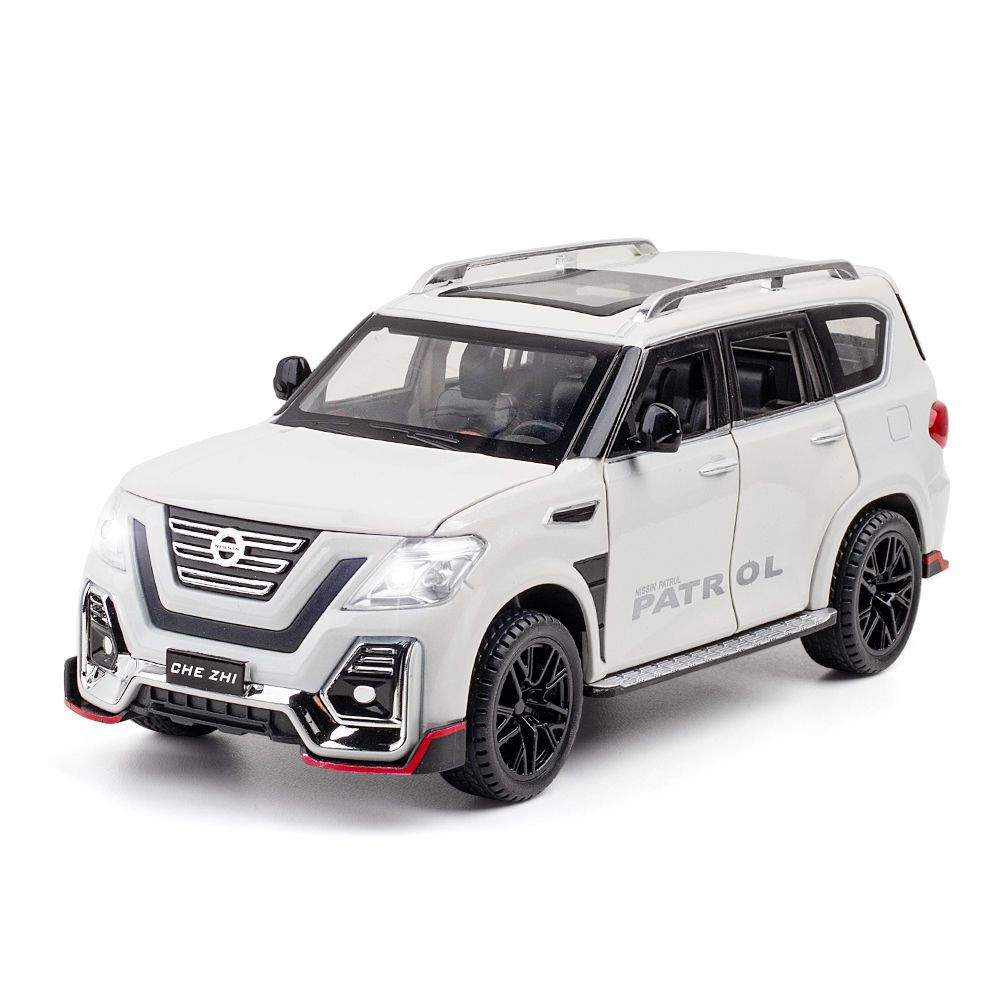 Nissan Patrol, Metall-Druckguss-Geländewagenmodell im Maßstab 1:24, Spielzeug für Jungen, Legierungsmodell mit Sportpaket, 6 Türen zum Öffnen, A303