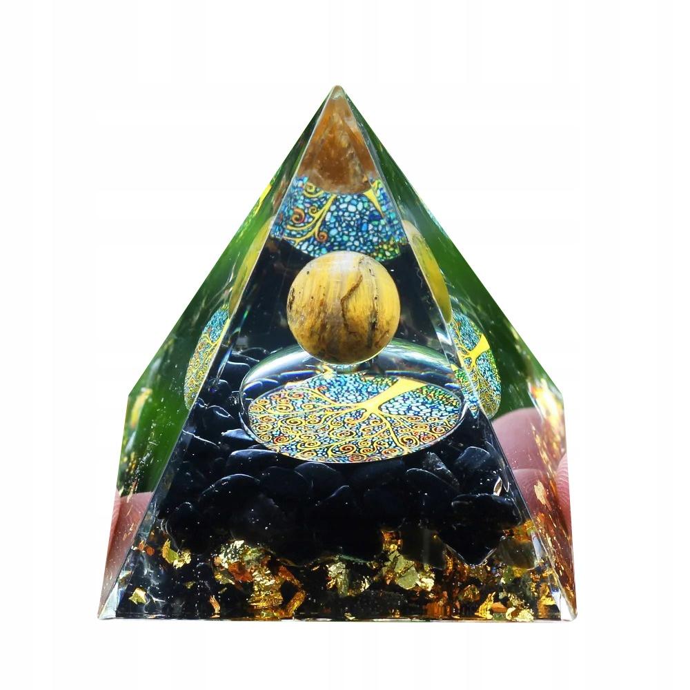 Pyramid Orgonite + Led Lamp Base 5Cm Crystal Stones Amulet 5Cm Hx13