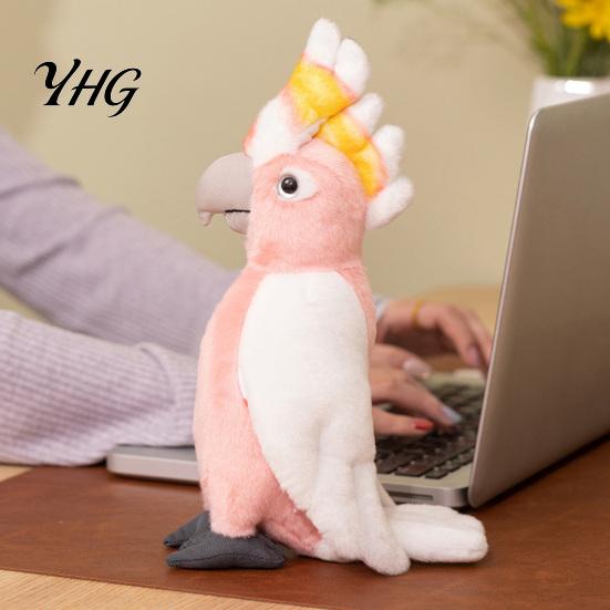Bird Lover Gift Cute Parrot Plush Toy, Soft Stuffed Animal for Kids, Pink Realistic Polyester Toy Doll with Fluffy Fabric Bedroom Decor And