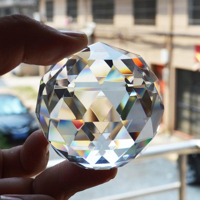 Clear Cut Crystal Sphere 50mm Faceted Gazing Ball Prisms Suncatcher Decor Home