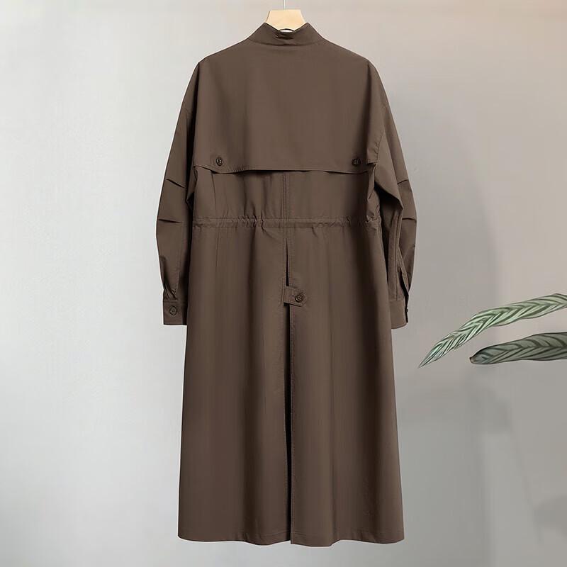 Women's Stand Collar Drawstring Trench Coat