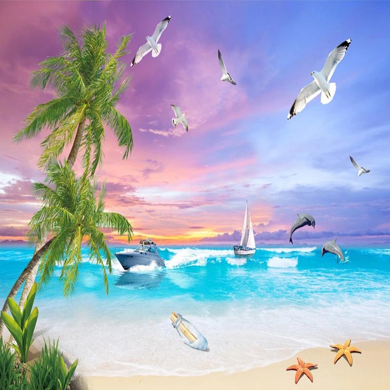 Photo Wallpaper Modern Beach Sea View Seascape Murals Living Room TV Sofa Hotel Background Home Decor