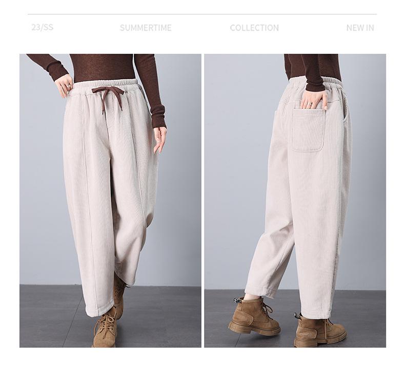 Women's Trendy Corduroy Fleece-Lined Harem Pants - New for Autumn/Winter 2024