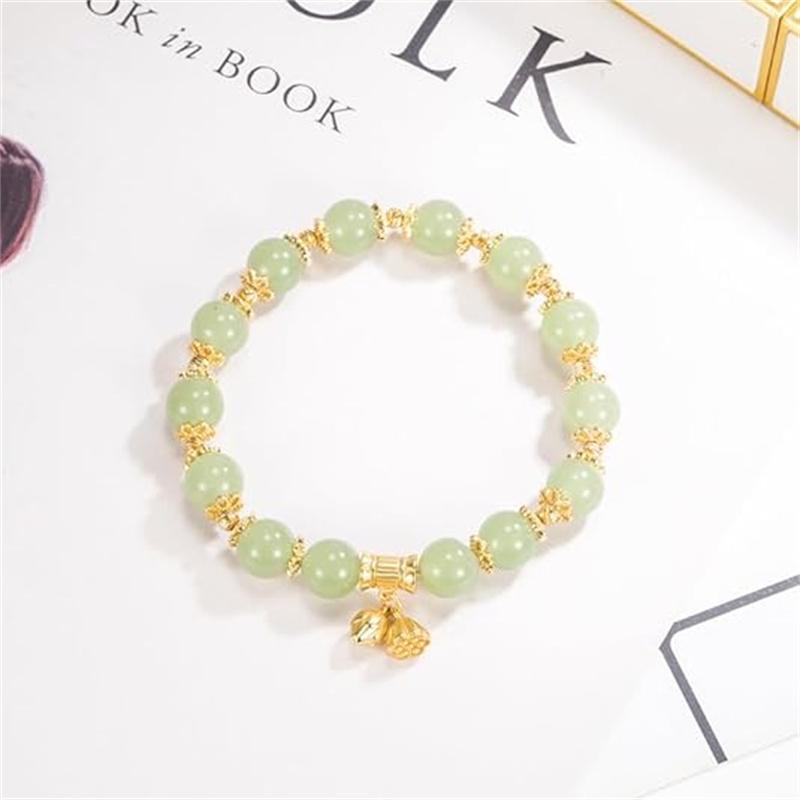 Přírodní bambusový korálkový náramek Čínský styl jadeitový náramek pro ženy Vynikající šťastný hotanský nefritový náramek