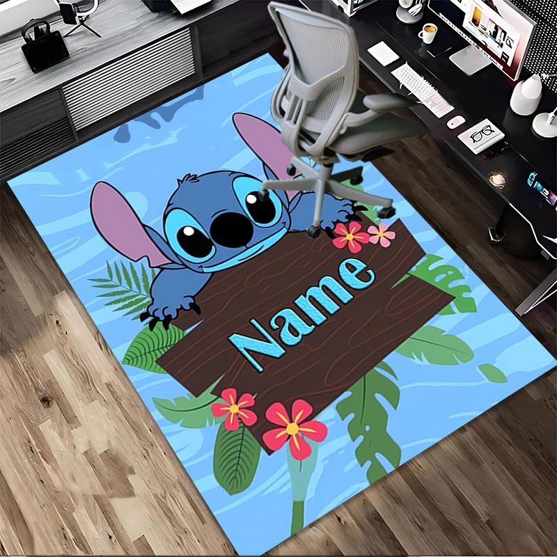 Personalized Name Stitch Paradise Living Room Non-Slip Area Rug Soft Carpet for Bedroom Kids Playroom Sofa Office Home Decor Doormat