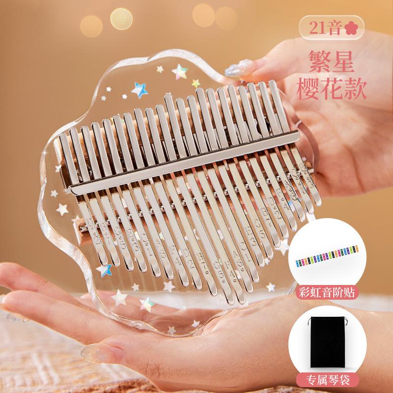 Hluru Kalimba 17 21 Key Fob Thumb Piano Crystal Acrylic Kalimba 17 21 Key Fob Finger Piano Fit For Beginners And Child Keyboard Instrument