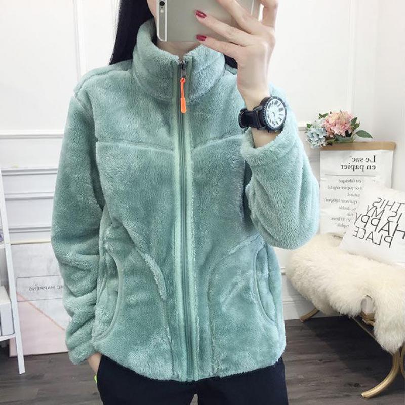 Autumn Winter Fashion Both Sides Wear Women Coat And Jackets Long Sleeve Warm Slim Fleece Clothes