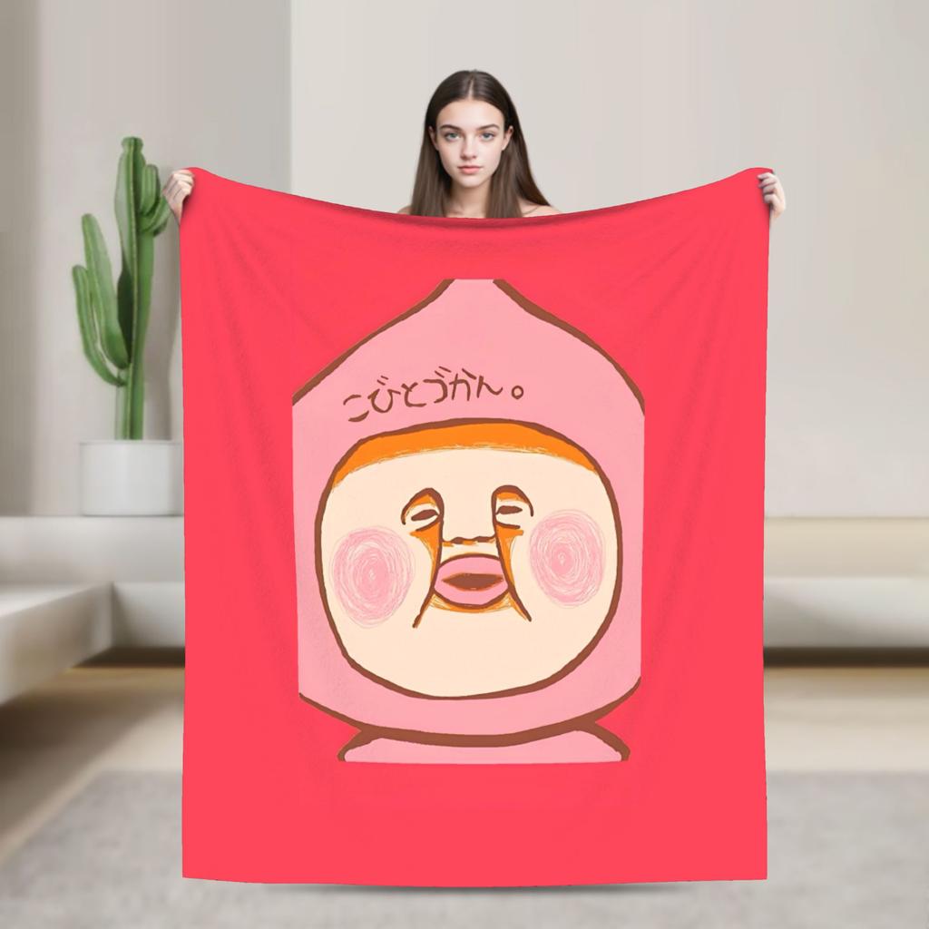 K-Kobito Zukan Peach Plush Blanket Girls Boys  Flannel Throw Blanket For Living Room Warm Quality Bedspread Birthday Present