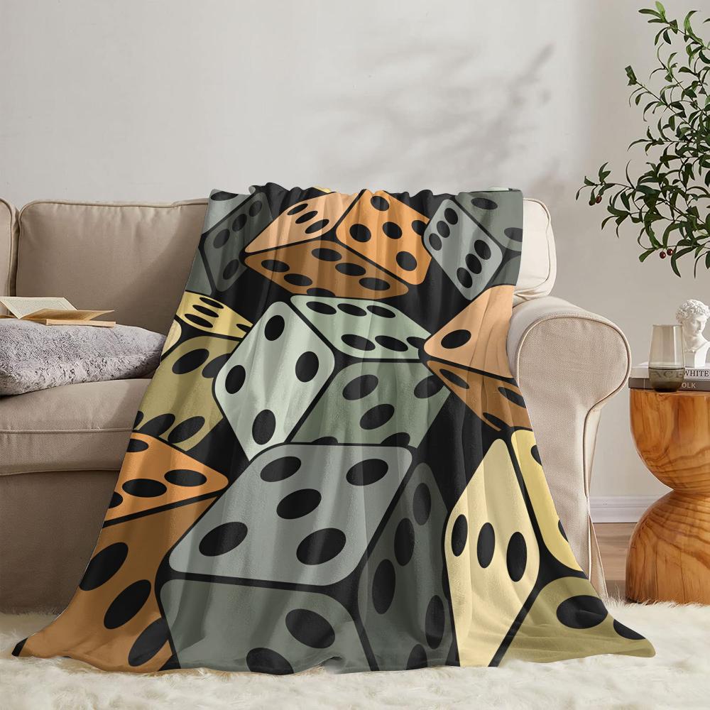 GUOYU Blanket Dice Black BALL Poker Throw Soft Flannel Throw Summer Blanket Lightweight Cozy Nap Blanket For Sofa Bed Travel