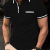 Camisa Polo de Verano Europea y Americana con Bolsillo de Botón Camisa Polo Deportiva para Hombre