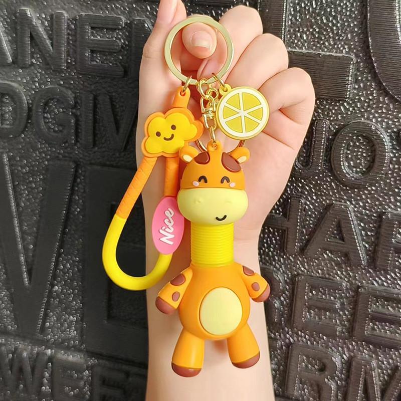 Creative Stretchable Giraffe Car Keychain Adorable Silicone Bag Accessory