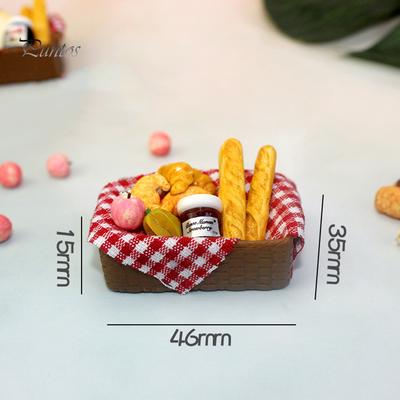 Puntos 1/12 Miniature Doll House Toast Fruit Αξεσουάρ Κουζίνας με Καλάθι Μοντέλο Παιχνίδι