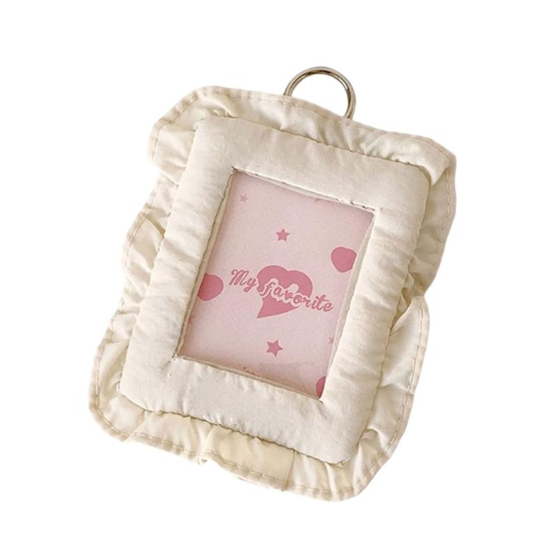 Cute Cloth Pillow Photo Holder Keychain For 3 Inch Photocard Cards Portable Wall Decoration Travel Accessory