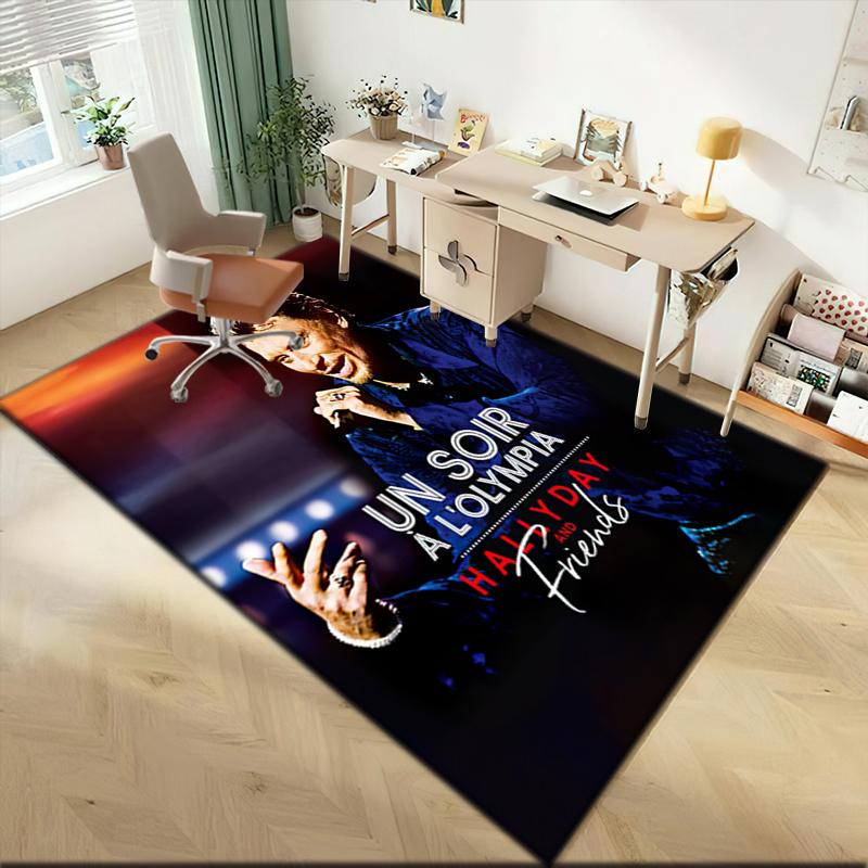 1 Stück Der Goldene Legende von Johnny Hallyday Teppich für Wohnzimmer Schlafzimmer Zuhause Sofadekoration, Kinder spielen Rutschfeste Fußmatte