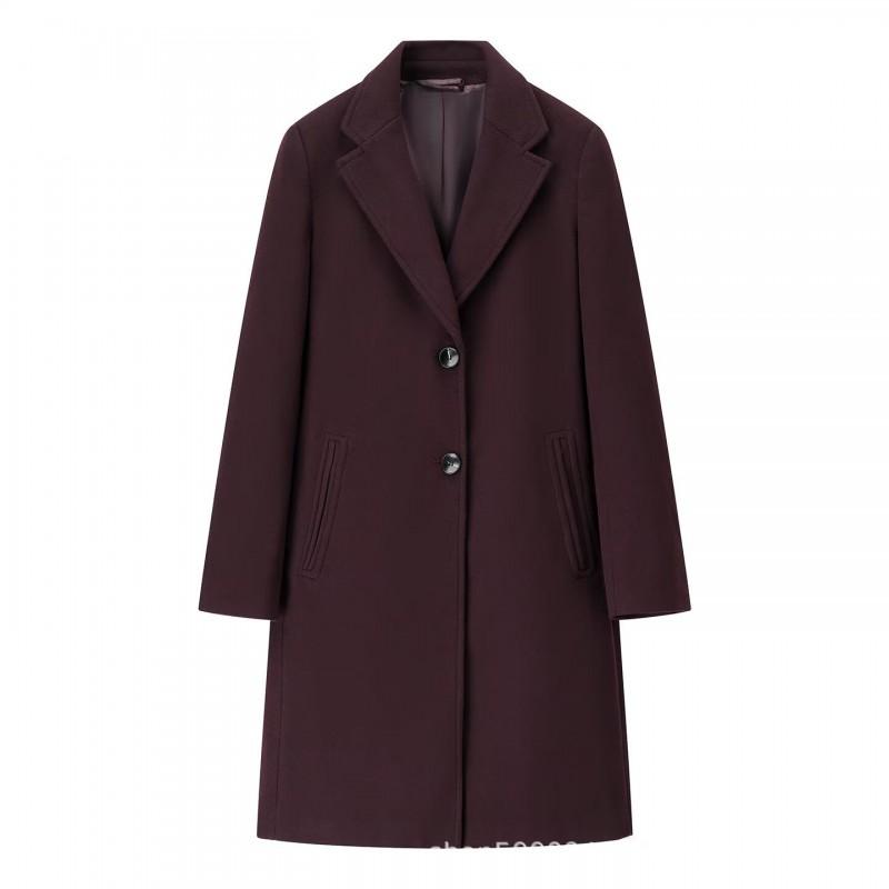Womens Wool Blend Long Coat With Soft Padded Shoulders Minimalist Street Style Winter 2025