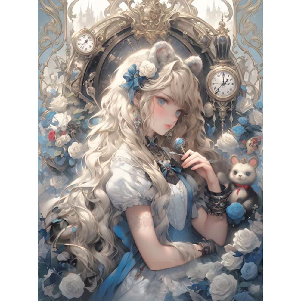 Alice in Wonderland Diamond Painting Art Mosaic Anime Girl Rose DIY Cross Stitch Kit 5D Full Drill Home Decor