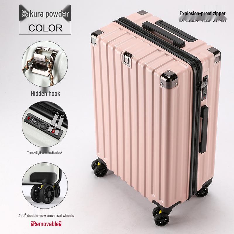24-inch Women's Ultralight Trolley Suitcase - Large Capacity, Thickened Design with Zipper - 20-inch Cabin Option