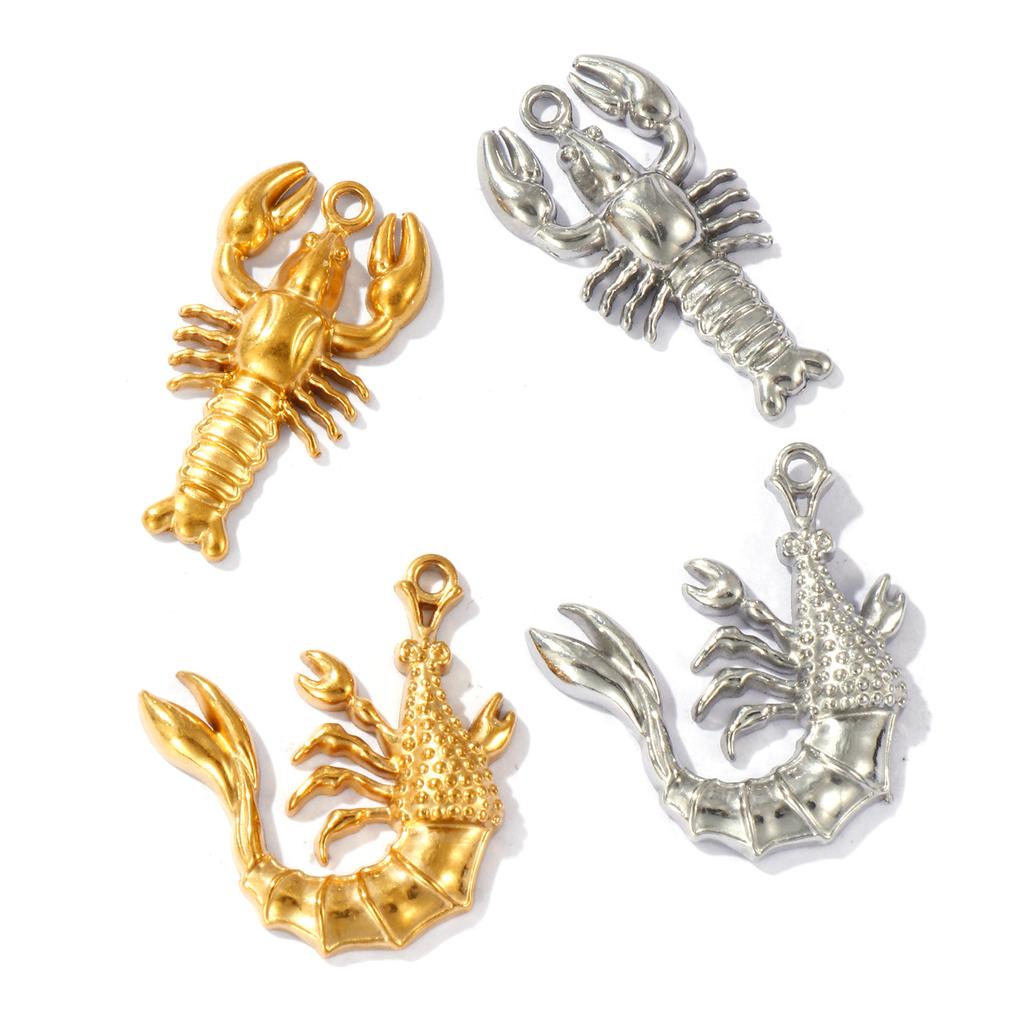 2 PCs 304 Stainless Steel Ocean Jewelry Charms Multicolor Lobster Pendants For DIY Necklace Bracelet Keychains Jewelry Making