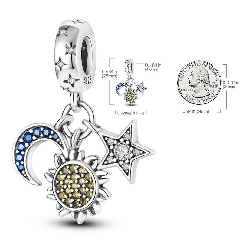 S925 Silver Charm Star Moon Firefly Travel Heart Pendant Fit Original  Beads Making Fashion Woman Jewelry Dangle Charms