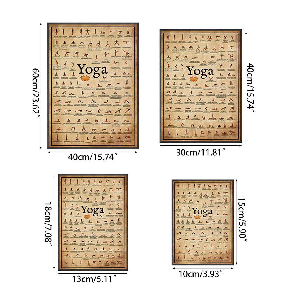 Stampe Artistiche Vintage Retro Yoga Tabella Ashtanga Posizioni Tela Opera d'Arte da Parete Senza Cornice