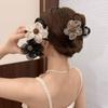 Women Gauze Flower Hair Clamp Flower Gauze Hair Claw with Rhinestone for Women and Girls Hair Accessories