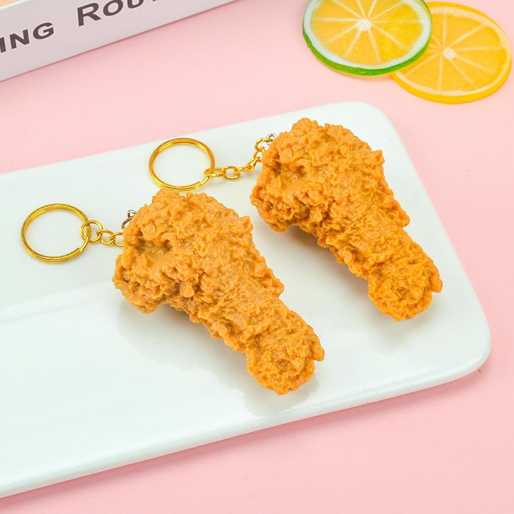 Fried Chicken Simulation Food Keychain French Fries Drumstick Chicken Nuggets Key Chain Restaurant Client Gift Chef Cook Keyring