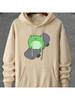 Cartoon Frog Skateboard Hoodie Front Street Style Print Loose Long Sleeve Casual Fleece Pullover Sweatshirt