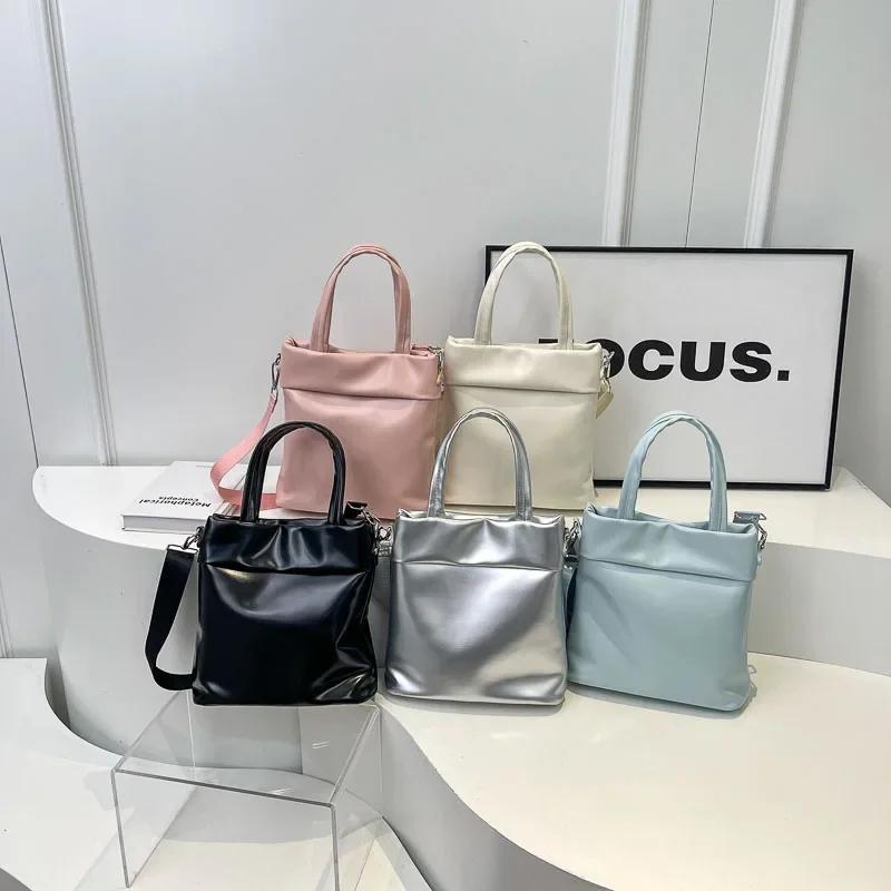 Solid Color PU Large Capacity Hasp Women's Shoulder Bags  High Quality Versatile Ladies Crossbody Bags